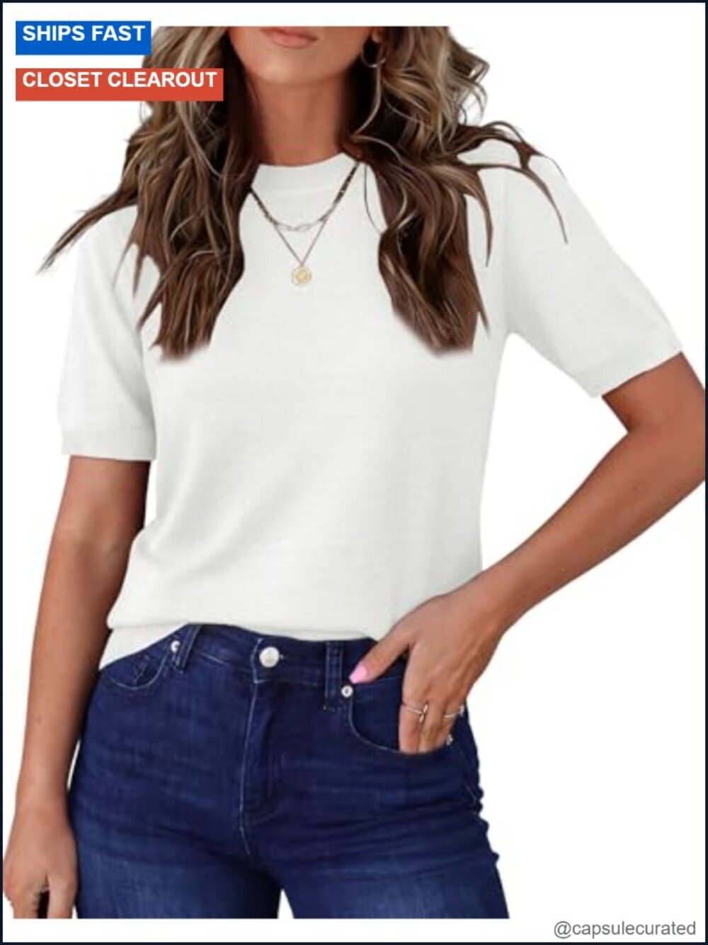 Short Sleeve Sweater Women Crewneck Pullover Business Casual Blouse Work Office